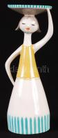 Drasche tálhordó lány, kézzel festett porcelánfigura, hibátlan, jelzett, m: 20 cm