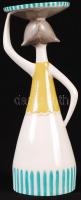 Drasche tálhordó lány, kézzel festett porcelánfigura, hibátlan, jelzett, m: 20 cm