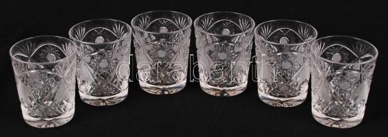 6db ólomkristály kupicás pohár, csiszolt, hibátlan, m:6 cm