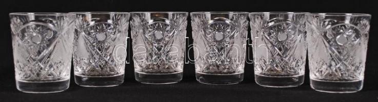 6db ólomkristály kupicás pohár, csiszolt, hibátlan, m:6 cm