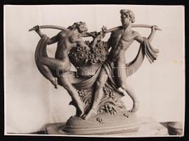 1949 Molnár Elek (1916) keramikus művész Tavasz című munkájának fotója, hátoldalt a művész soraival és aláírásával