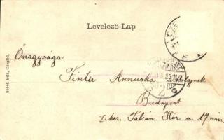 Cegléd, Városháza, Kossuth tér, Sebők Béla kiadása; Art Nouveau clover litho