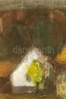 Pap Géza (1883-?): Faluszéle. Olaj, karton, jelzett, üvegezett keretben, 22×31 cm