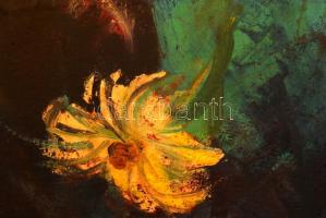 Gráber Margit (1896-1993): Virágcsendélet. Olaj, karton, jelzett, üvegezett keretben, 70×50 cm