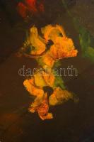 Gráber Margit (1896-1993): Virágcsendélet. Olaj, karton, jelzett, üvegezett keretben, 70×50 cm