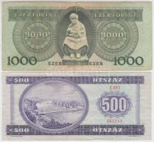 1980. 500Ft + 1983. 1000Ft + 1990. 500Ft (2x) T:III (egyiken szakadás)