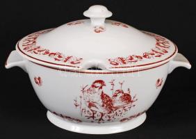 Zsolnay vadász mintás étkészlet, matricás, jelzett, hibátlan, összesen:24 db