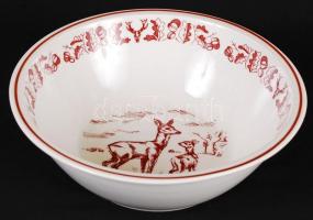 Zsolnay vadász mintás étkészlet, matricás, jelzett, hibátlan, összesen:24 db