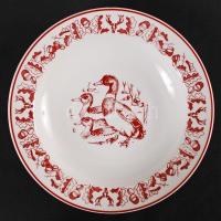 Zsolnay vadász mintás étkészlet, matricás, jelzett, hibátlan, összesen:24 db