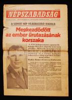 1961 A Népszabadság egyik száma, benne a Gagarin űrutazásáról szóló cikkel