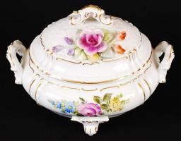 Porzellan Manufaktur Plaue bonbonier, kézzel festett, jelzett, hibátlan, h:19 cm, m:16 cm