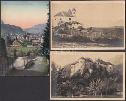 12 db RÉGI főként használatlan külföldi (olasz) városképes lap; Bolzano, Eppan képeslapfüzet / 12 old mostly unused foreign (Italian) town-view postcards; Bolzano, Eppan postcard booklet