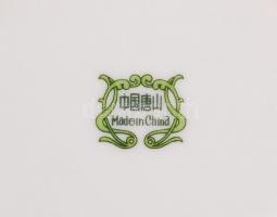 Jelzett kínai teás csésze és alj (6db), kézzel festett, jelzett, 2 db apró csorbával