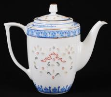 Jelzett kínai mokkás készlet, kézzel festett, jelzett, hibátlan