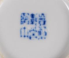 Jelzett kínai mokkás készlet, kézzel festett, jelzett, hibátlan