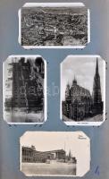 Nagy méretű album 241 db RÉGI főként használatlan külföldi városképes lappal; osztrák, német, olasz,...
