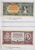 Vegyes magyar és külföldi bankjegy gyűjtemény albumba rendezve 56db berakólapon, közte korona, pengő...