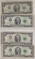 Amerikai Egyesült Államok 1976. 2$ "A", "B", "C", "E", "F", "G", "J" sorozat, zöld pecséttel (26x) berakólapokon T:II-IV USA 1976. 2 Dollar with green seal "A", "B", "C", "E", "F", "G", "J" series (26x) in sheets C:XF-G