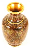Gazdagon díszített zománc váza, réz, hibátlan, jelzés nélkül, m:13 cm
