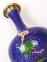 Virág mintás zománc váza, réz, hibátlan, jelzés nélkül, m:20 cm