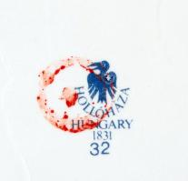 Hollóházi tojás és tálka, matricás, jelzett, hibátlan, 6×4 cm, 10×12 cm