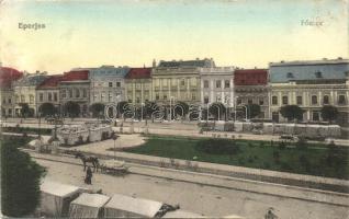 Eperjes, Fő utca, piac, gyógyszertár, kiadja Grosszmann Ernő / street, market place, pharmacy