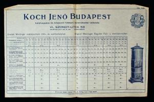 1929-1935 Koch Jenő Kályhagyárának 3 db színes, illusztrált szórólapja mappában