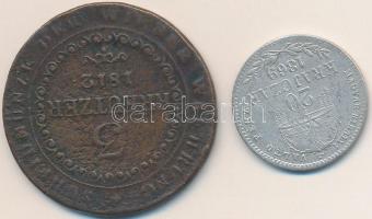 Ausztria/magyar verdejel 1812S 3Kr Cu "I. Ferenc" + 1869KB 20Kr Ag "Magyar Királyi Váltó" T:3-,3 Unger III: 1403.e, Adamo M11.1