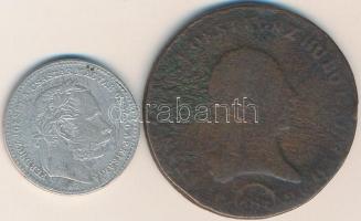 Ausztria/magyar verdejel 1812S 3Kr Cu "I. Ferenc" + 1869KB 20Kr Ag "Magyar Királyi Vá...