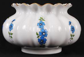 Zsolnay kaspó, virágmintás, matricás, jelzett, hibátlan, m:9,5 cm, d:16 cm