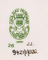 Zsolnay pillangós mintás ékszeres doboz, kézzel festett, jelzett, hibátlan, 8×8 cm