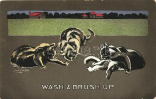 Wash & brush up, cats, s: Louis Wain (EK)