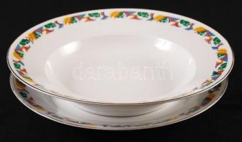 Zsolnay modern mintázatú hiányos készlet, matricás, kopott, jelzett, összesen:15 db