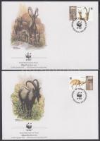 1996 WWF Vadkecske sor (apró betapadásnyomok) + ugyanaz a sor 4 FDC-n Mi 298-301