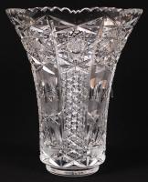 Bohemia ólomkristály váza, jelzett, hibátlan, csiszolt, metszett, m:20,5 cm, d:17 cm