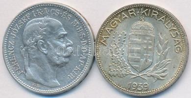 1915. 1K Ag "Ferenc József" + 1939. 1P Ag T:2-
Adamo K5.1,P6