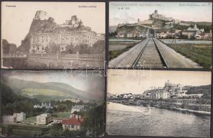 4 db RÉGI történelmi magyar városképes lap; felvidéki (Trencsén, Trencsénteplic) / 4 old historical Hungarian town-view postcards; Upper Hungarian (Trencsén, Trencsénteplic)