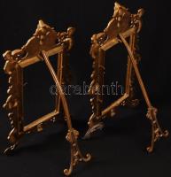 Rokokó stílusú képkeret pár (2db), réz, egyik sérült, belső méret: 18,5×10 cm, külső méret:34×18 cm