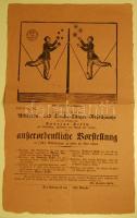 1850. Dekoratív, kötéltáncosok fellépését reklámozó plakát 1/2 kr szignettával / Poster showing acrobats, with signet