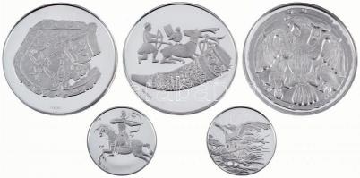 1996. "Millecentenárium" jelzett Ag emlékérem szett a Babits Kiadótól (5xklf) fa díszdoboz...