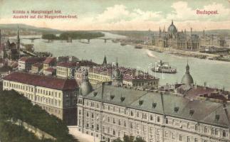 Budapest I. Fő utca környéke, kilátás a Margitszigetre; Divald Károly (EK)