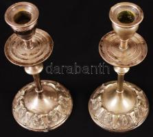 Antik Berndorf gyertyatartó pár, ezüstözött alpakka, jelzett, m:21 (2×) cm