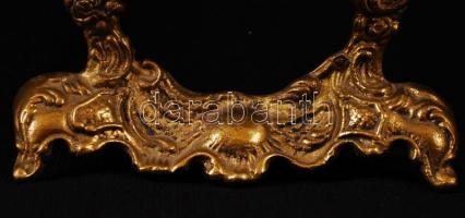 Réz asztali ovális képkeret, eldeformált, belső:8×6 cm, 18×10 cm