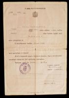 1945 Bp., A Magyar Kir. belügyminiszter által kiadott névváltoztatási okirat