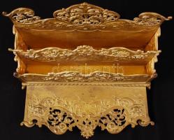 Gazdagon díszített antik irattartó, réz, apró hibával, m:20 cm, 16×24 cm