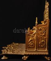 Gazdagon díszített antik irattartó, réz, apró hibával, m:20 cm, 16×24 cm