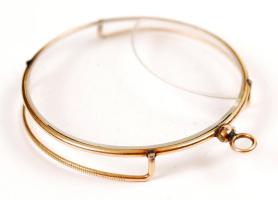 cca 1920 törött lornyon lencse, eredeti tokjában, d:5,5 cm