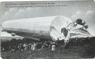 1909 40 hours Zeppelin II flight, the disaster between Göppingen and Jebenhausen (EM)