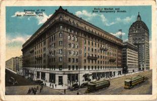 San Francisco, Palace Hotel, Corner Market, New Montgomery Streets, automobile, tram (EB)