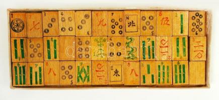 Hiányos régi Mah-Jong játék, eredeti dobozában